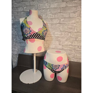 Women's Unbranded Multicolor Floral Polka Dot Bikini Set XXL